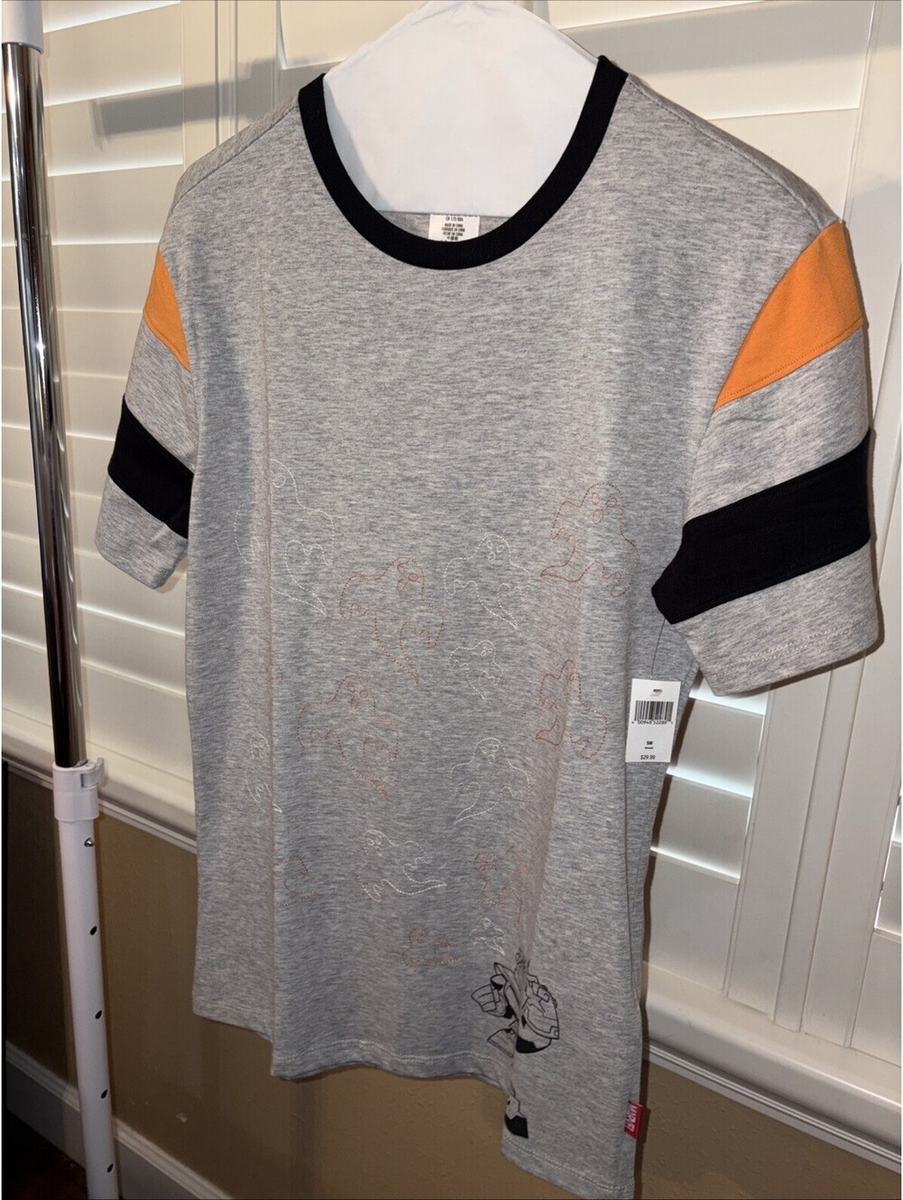Marvel Disney Thanos Halloween Ghost Adult T-shirt Gray Orange Black - Small NWT